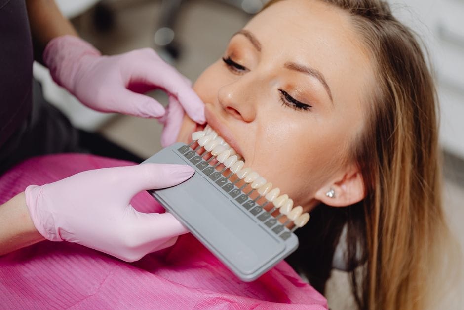 Dental shade guide used to match tooth color during cosmetic dentistry